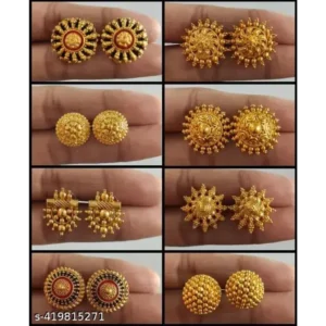 Pack of 8 Earrings – Stylish Oversized Studs Combo