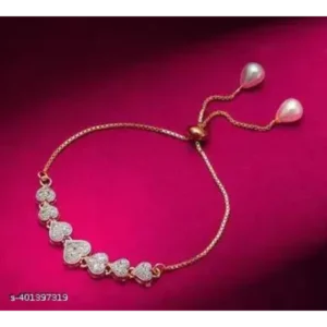 Elegant Gold Plated CZ Link Bracelet – Adjustable Sparkle Style
