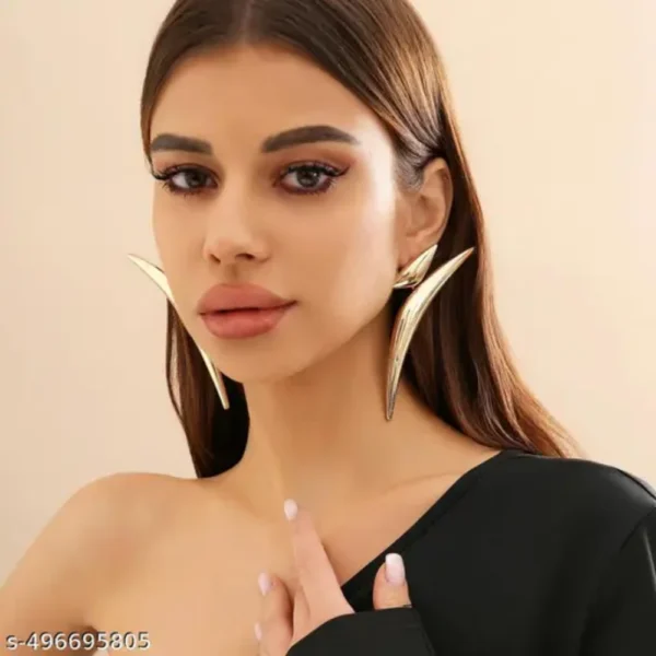 Geometric Triangle Crescent Moon Statement Earrings – Bold & Trendy