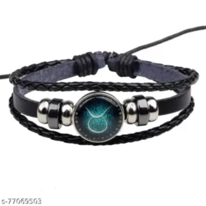 Taurus Zodiac Leather Bracelet for Boys & Girls – Adjustable