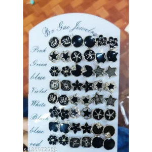 Trendy Back Stud Earrings Combo – Pack of 24 Pairs (Gold Plated)