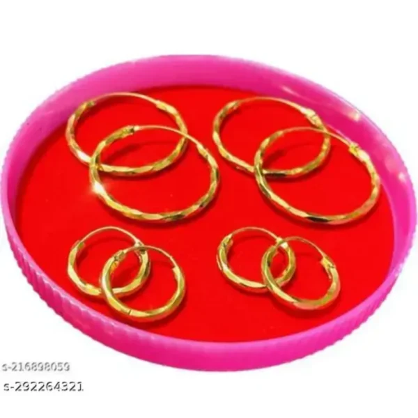 Premium Gold Bali Earrings Combo – 4 Pairs with 6-Month Color Guarantee
