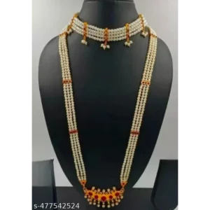 Long Mala Combo | Gold Plated Pearl Necklace for Women