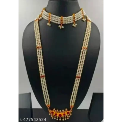 Long Mala Combo | Gold Plated Pearl Necklace for Women