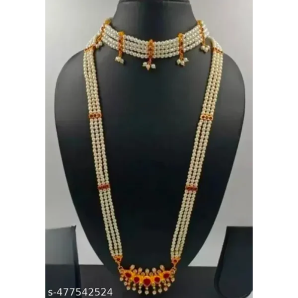 Long Mala Combo | Gold Plated Pearl Necklace for Women