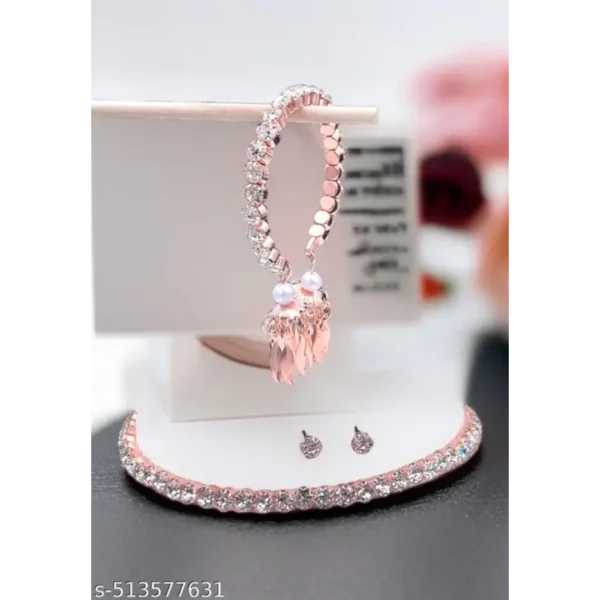 Rosegold Necklace with Bracelet and Earrings – Premium Set