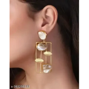 Western Earrings for Women – Gold Oval Mother of Pearl Style
