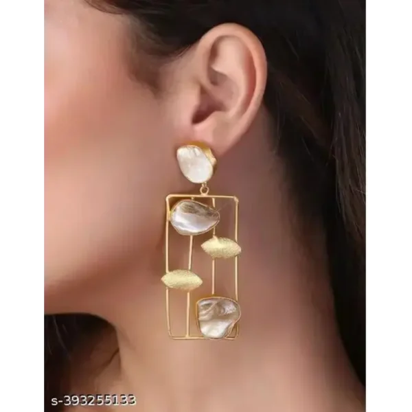 Western Earrings for Women – Gold Oval Mother of Pearl Style