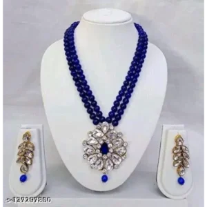 Long Pendal Jewellery Set | Gold Plated CZ Necklace & Earrings
