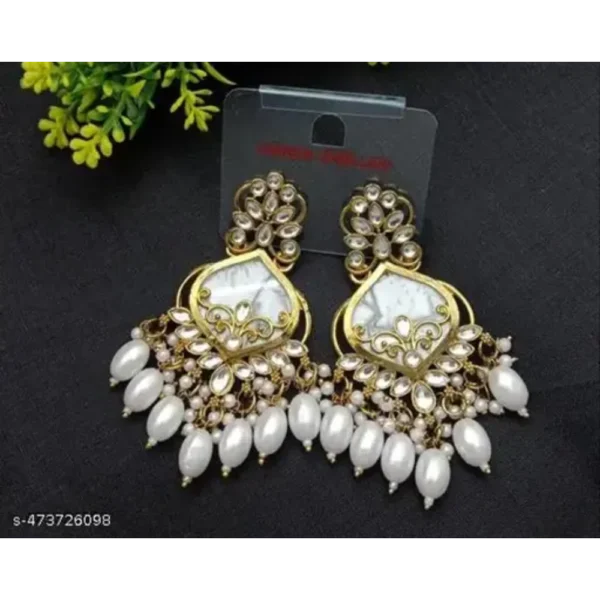 Chandelier Gold Plated Kundan Pearl Dangle Earrings