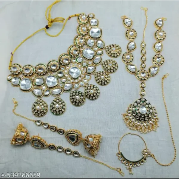 Gold Plated Fancy Jewellery Set with Polki Stones