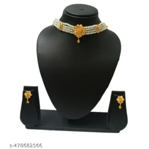 Elite Bejeweled Women Necklaces | Gold Plated Choker with Earrings