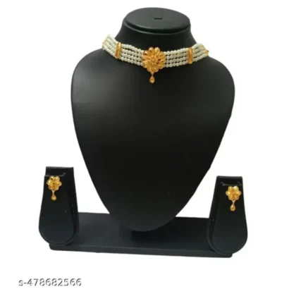 Elite Bejeweled Women Necklaces | Gold Plated Choker with Earrings