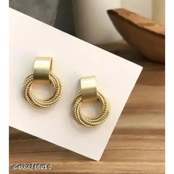 Korean Gold Plated Earrings Combo – Stylish Studs & Hoops (Set of 3)
