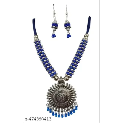 Tribal Oxidised Cotton Thread Necklace Set – Vandu Jewellery