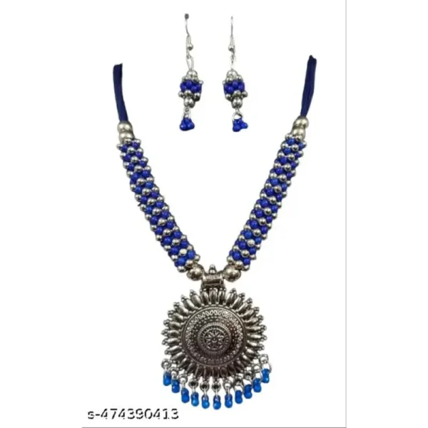 Tribal Oxidised Cotton Thread Necklace Set – Vandu Jewellery