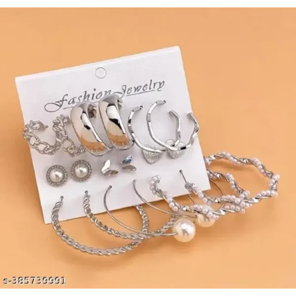 Festival Special Silver Earring Combo – Stylish Stud & Hoop Set