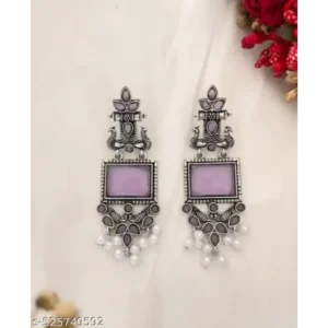 Classy Oxidised Silver Chandelier Earrings & Studs