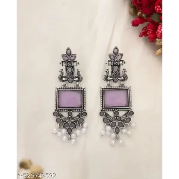 Classy Oxidised Silver Chandelier Earrings & Studs