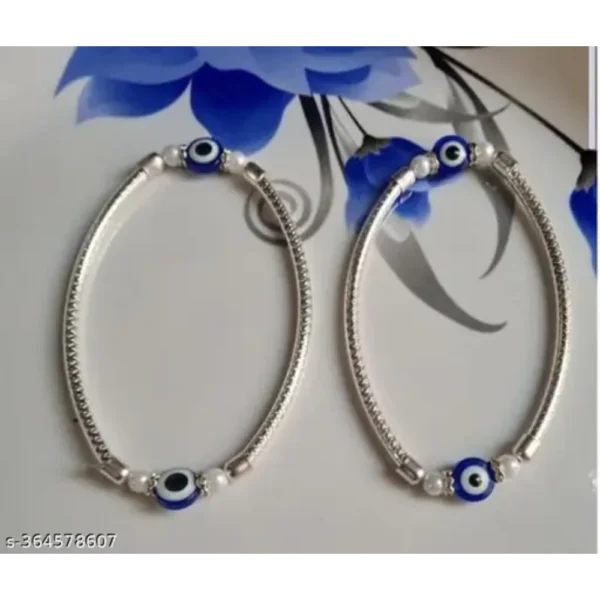 Trendy Evil Eye Women Anklet Silver Plated Agate Charm