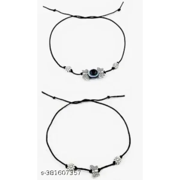 Evil Eye Najariya Black Thread Styled Anklets Pack of 6