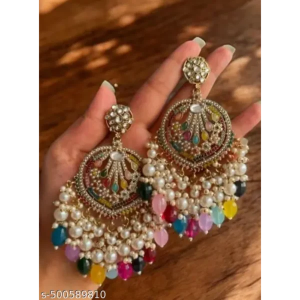 Trendy Gold Plated Kundan Dangler Earrings for Women