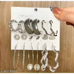 Festival Special Silver Earring Combo – Stylish Stud & Hoop Set