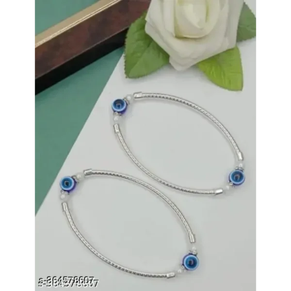 Trendy Evil Eye Women Anklet Silver Plated Agate Charm