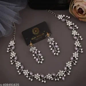 Rose Gold Diamond Necklace & Earrings Set – Elegant & Light
