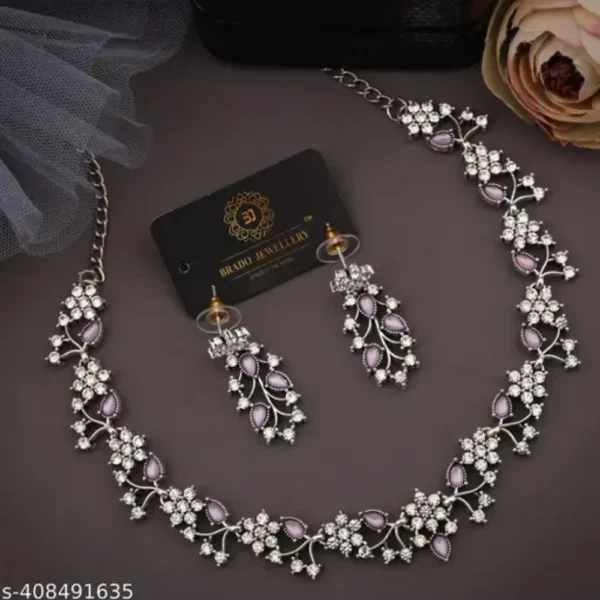 Rose Gold Diamond Necklace & Earrings Set – Elegant & Light