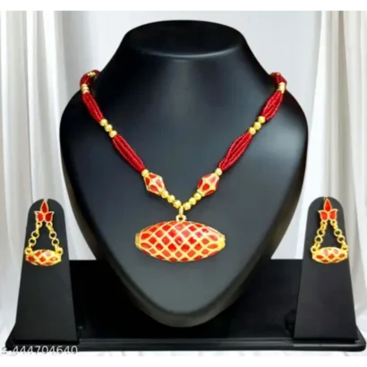 Assamese Dhulbiri Necklace Set with Gold Plated Finish
