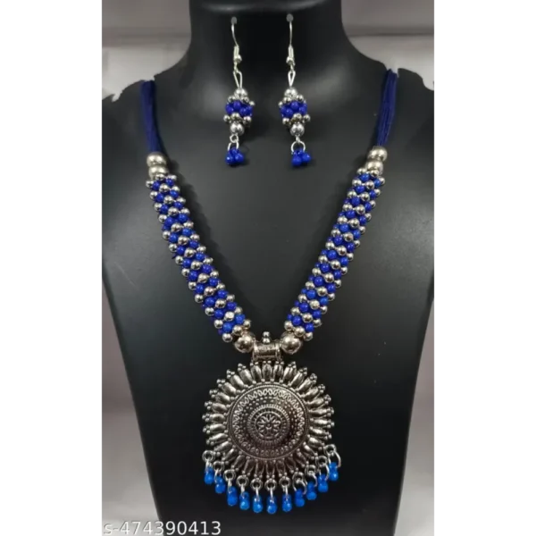 Tribal Oxidised Cotton Thread Necklace Set – Vandu Jewellery
