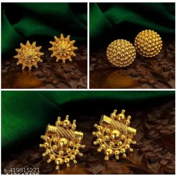 Pack of 8 Earrings – Stylish Oversized Studs Combo