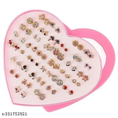 Beauty Princess 36 Pair Gold Plated Stud Tops – Multi Style Combo