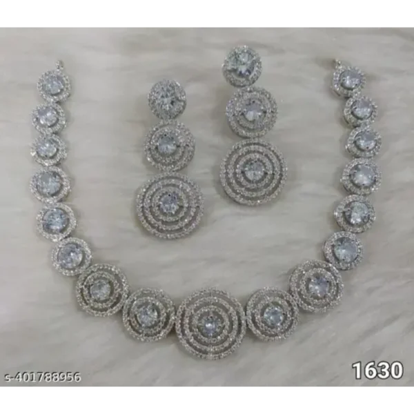 Elite American Diamond Jewellery Set – Silver Plated Shine
