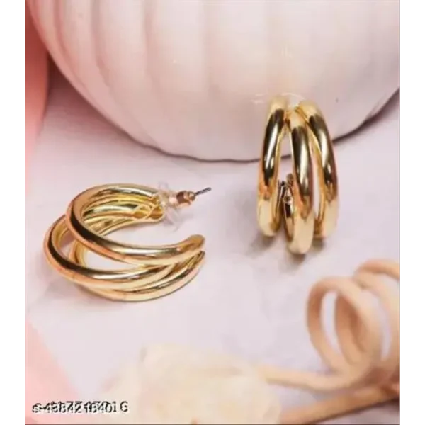 Korean Gold Plated Earrings Combo – Stylish Studs & Hoops (Set of 3)