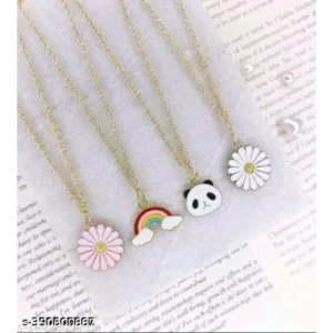 Charm Daisy Floral Pendant Necklace Combo – Pack of 4