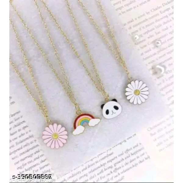 Charm Daisy Floral Pendant Necklace Combo – Pack of 4