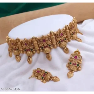 Woman Choker Set | Gold Plated Jewellery with Stones & Beads