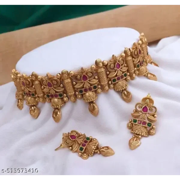 Woman Choker Set | Gold Plated Jewellery with Stones & Beads