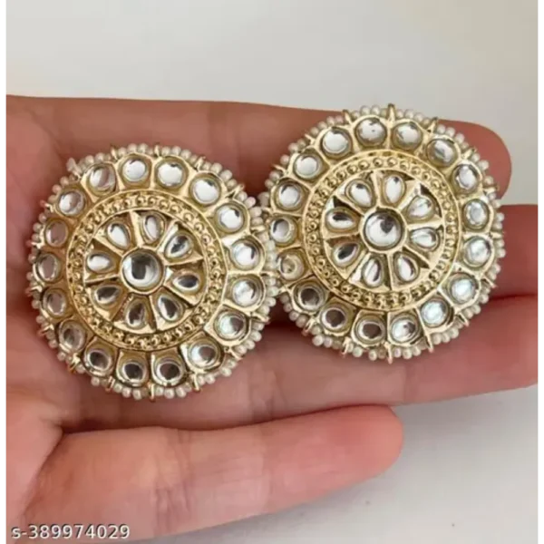 Satrangi Bollywood Style Jadau Kundan Studs – Gold Plated Oversized Earrings