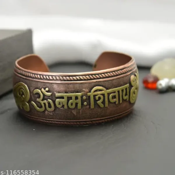 Om Namah Shivay Copper Adjustable Kada for Men & Boys