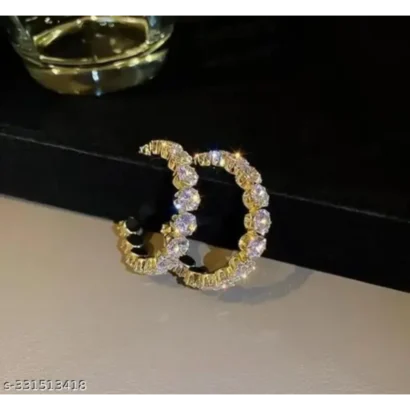 Stone Hoop Baali – Silver Plated CZ Hoop Earrings