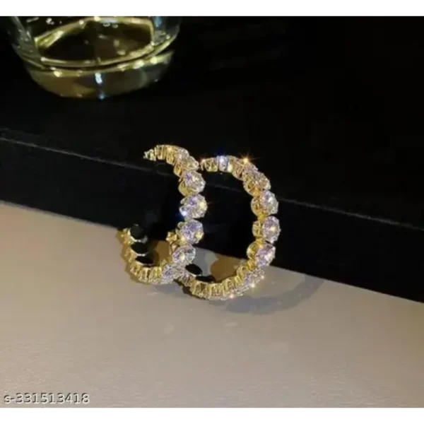 Stone Hoop Baali – Silver Plated CZ Hoop Earrings