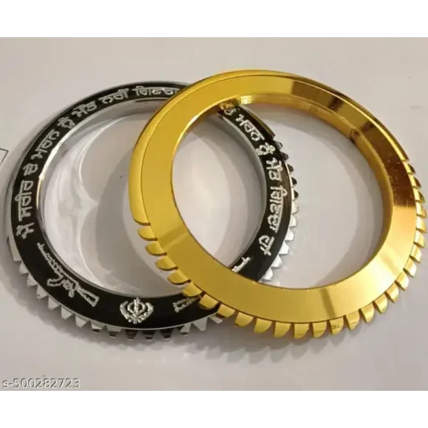 Stylish Black & Golden Stainless Steel Kada for Men (Set of 2)