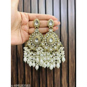 Vintage Gold Chandelier Earrings for Women – Pearl Drop Statement