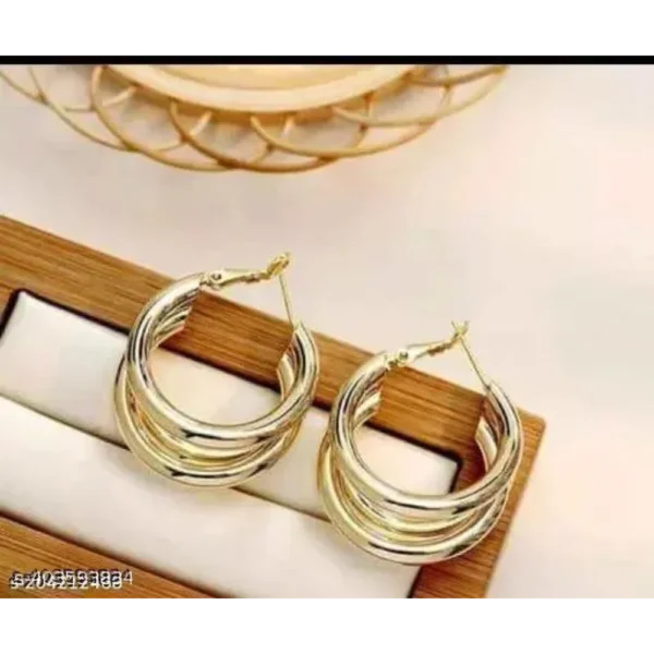 3layers Open Hoop Earring – Trendy Gold Plated Half Hoops