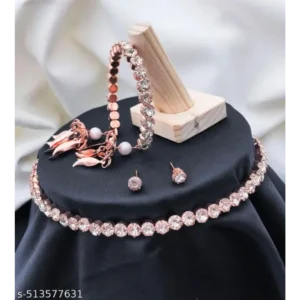 Premium Rose Gold Necklace, Bracelet & Earrings Set
