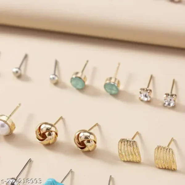 30 Pair Gold Plated Multicolor Studs Multicolor Combo Set