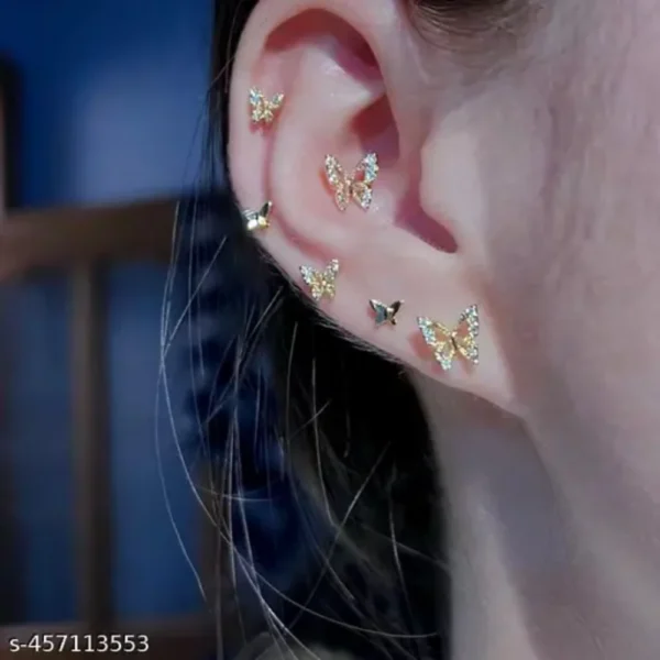 Needle Butterfly Studs Combo – Stylish & Sparkling Picks